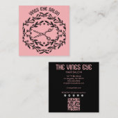 Haarschaar Rozen Wijnstokken Magische Boho QR Soci Vierkante Visitekaartje (Voorkant / Achterkant)