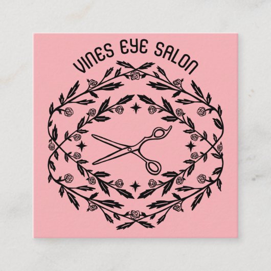 Haarschaar Rozen Wijnstokken Magische Boho QR Soci Vierkante Visitekaartje (Voorkant)