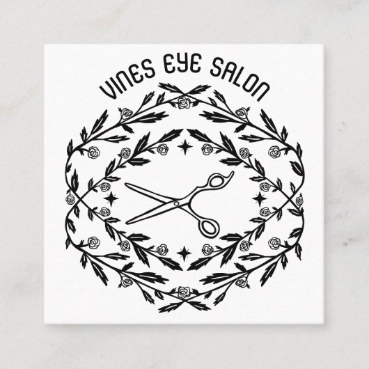 Haarschaar Rozen Wijnstokken Magische Boho QR Soci Vierkante Visitekaartje (Voorkant)