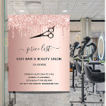 Haarschoonheidssalon roos goudglitter-priester flyer<br><div class="desc">Een gouden achtergrond van het roos,  met glitterdruppels en een zwarte schaar. Vooraan: De tekst: Prijslijst. Personaliseer en voeg jouw naam en adres toe. Terug: jouw tekst,  prijzen. Om de spoeltjes te houden schrap slechts de steekproeftekst,  verlaat de ruimten of emoji's voor en na de tekst.</div>