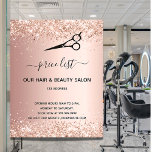 Haarschoonheidssalon roos goudglitter-prijsvlieger flyer<br><div class="desc">Een gouden achtergrond van het roos,  met glitter,  sparkles en een zwarte schaar. Vooraan: De tekst: Prijslijst. Personaliseer en voeg jouw naam en adres toe. Achterzijde: jouw tekst,  prijzen Om de gewassen te houden schrap slechts de steekproeftekst,  verlaat de ruimten of emoji's voor en na de tekst.</div>