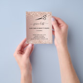 Haarschoonheidssalon roos goudglitter-prijsvlieger flyer (Hand)