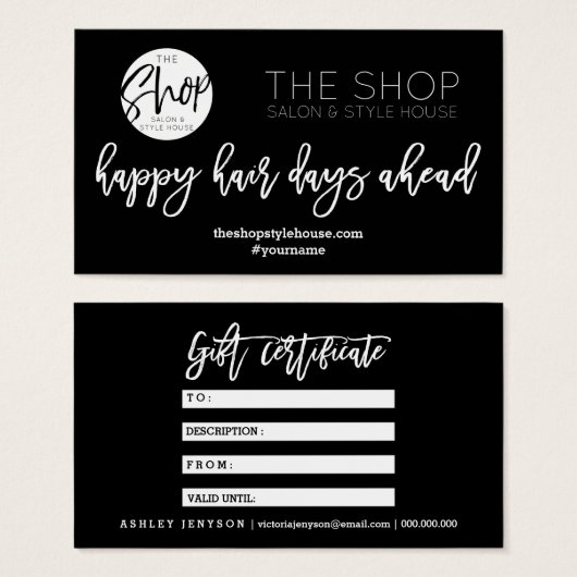 Haarscript elegant typografie gift certificaat visitekaartje (Voorkant /achterkant)