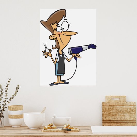 haarser met schaar poster (Keuken)