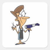 haarser met schaar vierkante sticker (Voorkant)