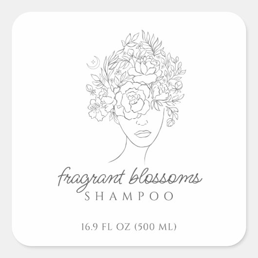 Haarshampoo Productlabel Vierkante Sticker (Voorkant)
