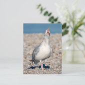 Haarsmeeuw die zijn kreet uitspreekt feestdagenkaart (Staand voorkant)