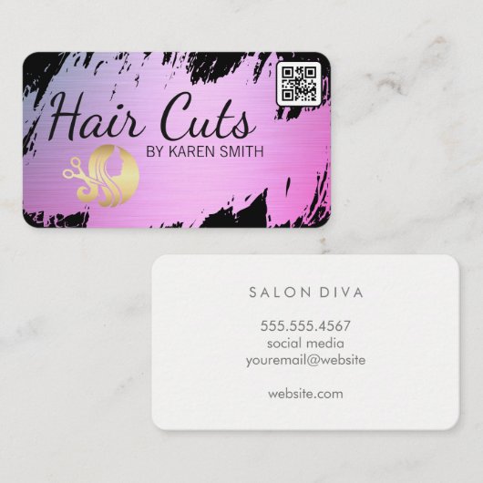 Haarsneden | goudgeborsteld | Women Beauty Logo Visitekaartje (Voorkant / Achterkant)
