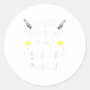 Haarsnijden is mijn superkrachtige hairser hairst ronde sticker