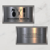 Haarsnijgereedschap | Metalen achtergrond Visitekaartje (Voorkant / Achterkant)