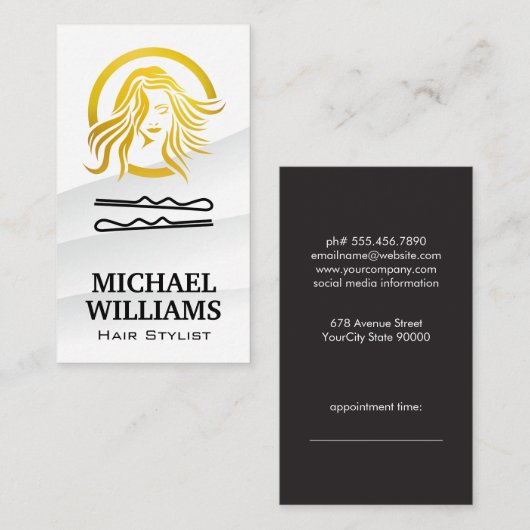 Haarspelden Haar Logo Afsprakenkaartje (Voorkant / Achterkant)