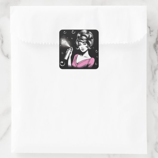 Haarspray Queen Vierkante Sticker (Tas)