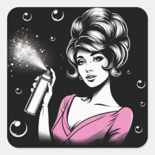 Haarspray Queen Vierkante Sticker