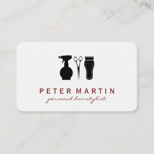 Haarsprayflesje, scharen, klemmen visitekaartje