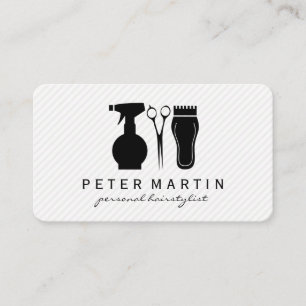 Haarsprayflesje, scharen, klemmen visitekaartje