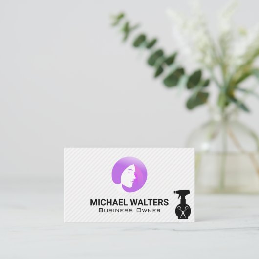 Haarspuitfles | Schaar | Vrouwen Haar Logo Visitekaartje (Staand voorkant)