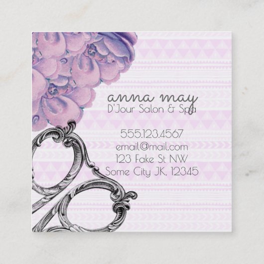  haarstaarster paars vierkante visitekaartje (Achterkant)