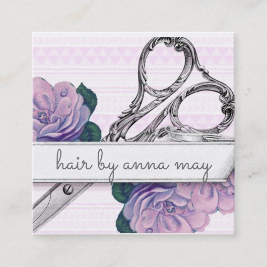  haarstaarster paars vierkante visitekaartje (Voorkant)