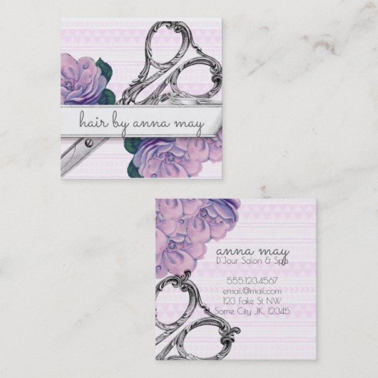  haarstaarster paars vierkante visitekaartje (Voorkant / Achterkant)
