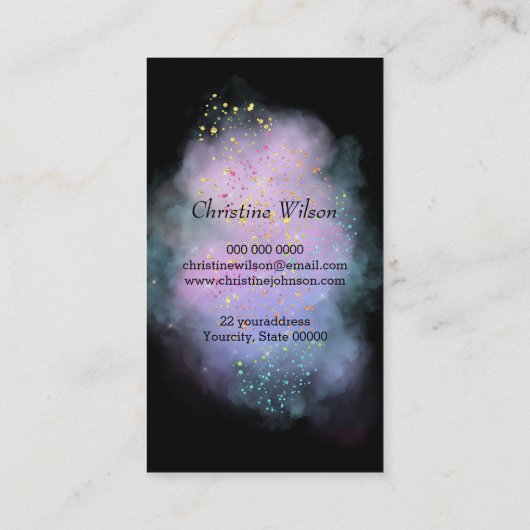 haarstaartschaar op paarse wolken visitekaartje (Achterkant)