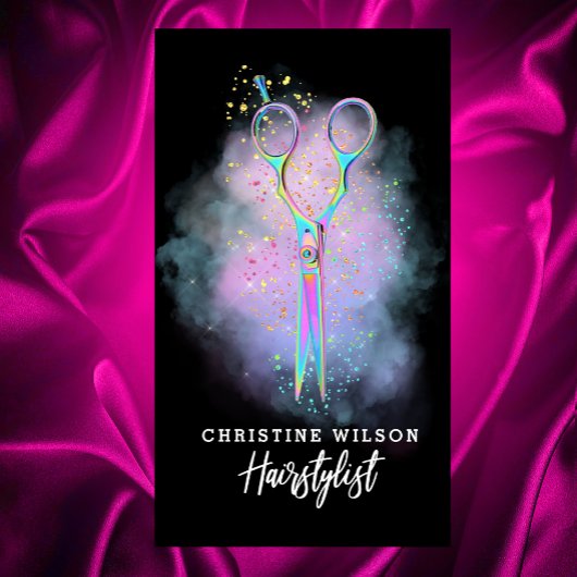 haarstaartschaar op paarse wolken visitekaartje