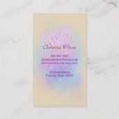 haarstaartschaar op paarse wolkenglitter visitekaartje (Achterkant)