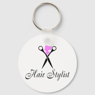 Haarstijdlijst (roze/schaar) sleutelhanger