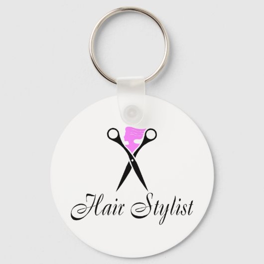 Haarstijdlijst (roze/schaar) sleutelhanger (Voorkant)