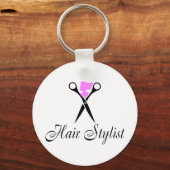 Haarstijdlijst (roze/schaar) sleutelhanger (Voorkant)