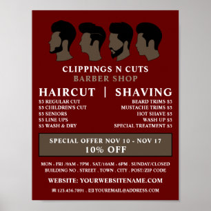 Haarstijlen, Mannen Barbers Adverteren Poster