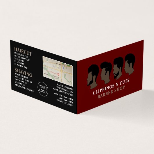 Haarstijlen, Mannen Barbers Gedetailleerde Loyalty Visitekaartje (Buitenkant)