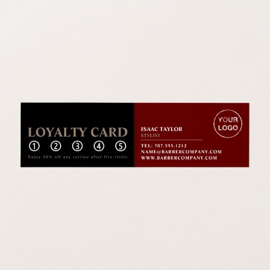 Haarstijlen, Mannen Barbers Gedetailleerde Loyalty Visitekaartje (Binnenkant ongevouwen)