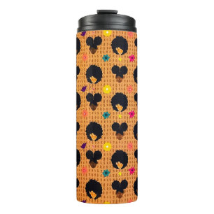 Haarstijlen van Afros en Afro Puffs Thermosbeker