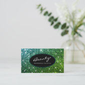 Haarstijlkunstenaar Luminous Green Glitter Glam Visitekaartje (Staand voorkant)