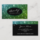 Haarstijlkunstenaar Luminous Green Glitter Glam Visitekaartje (Voorkant / Achterkant)