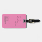 Haarstijlvolle professionele, platte roze feminine bagagelabel (Voorkant horizontaal)