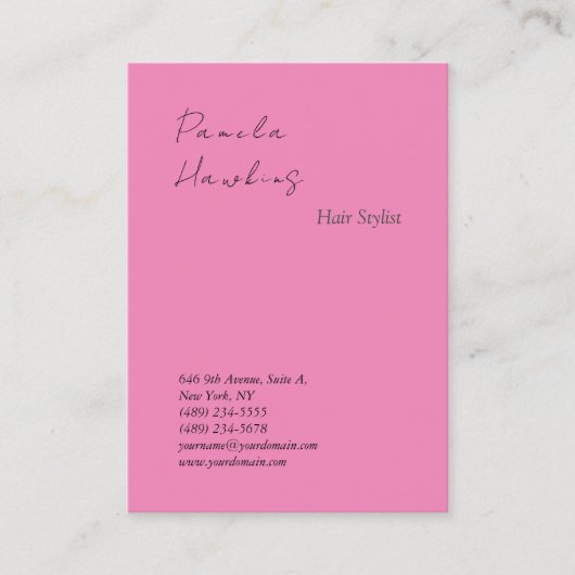 Haarstijlvolle professionele, platte roze feminine visitekaartje (Voorkant)