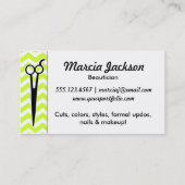 haarstille chartreuse groene schaar visitekaartje (Achterkant)