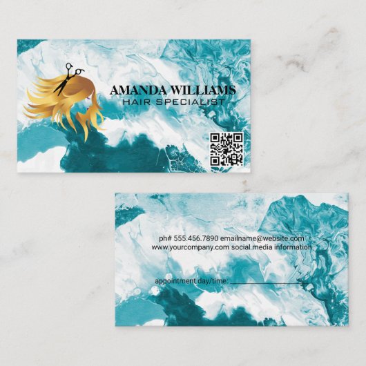 Haarstromende Logo | QR-code | Artistiek Afsprakenkaartje (Voorkant / Achterkant)