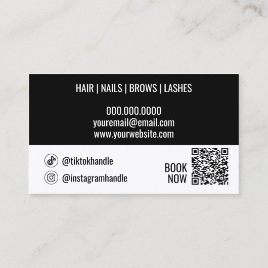 Haarstyist QR Code 2 Sociale Iconen Sjabloon Visitekaartje (Achterkant)