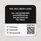 Haarstyist Sjabloon Zwart QR Code Social Media Vierkante Visitekaartje (Achterkant)