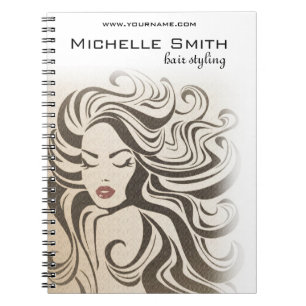 Haarstyling haarextensies krullend haar sepia rood notitieboek