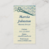 haarstylisschaar galaxy chevron blauwgroen schaar visitekaartje (Achterkant)