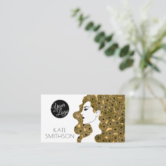 Haarstylist aangepaste Logo, QR-code en sociale me Visitekaartje (Staand voorkant)