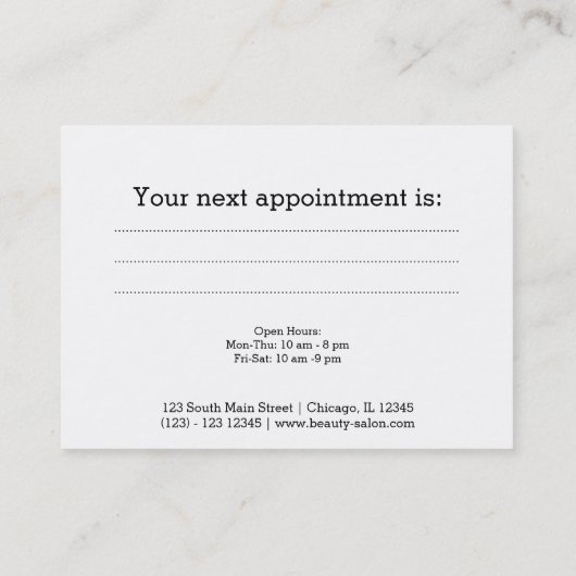 Haarstylist-afspraak Afsprakenkaartje (Achterkant)