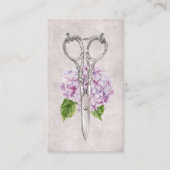 Haarstylist Antiek schaar en Paarse ventilator Visitekaartje (Voorkant)