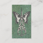  Haarstylist Antiek schaar en vlinder Visitekaartje (Voorkant)