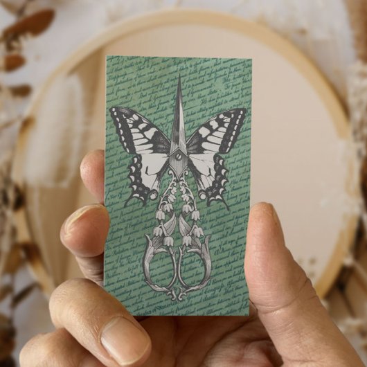  Haarstylist Antiek schaar en vlinder Visitekaartje