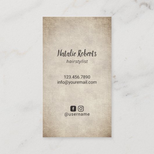 Haarstylist Antiek schaar & vlinder Visitekaartje (Achterkant)