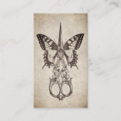 Haarstylist Antiek schaar & vlinder Visitekaartje (Voorkant)